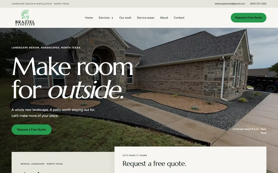 Braziel Landscape website homepage