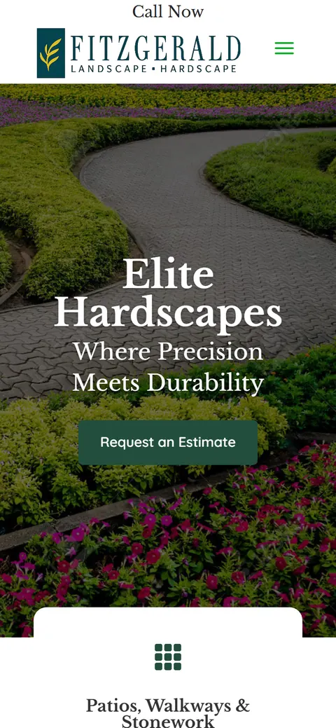 Fitzgerald Landscape and Hardscape website on a phone