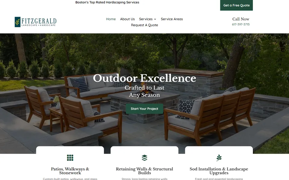 Fitzgerald Landscape and Hardscape website homepage