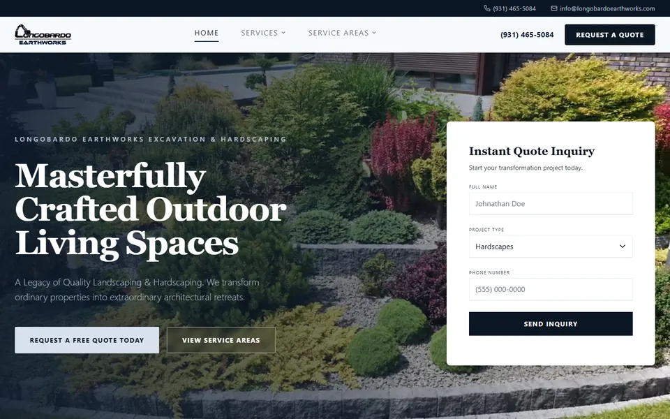 Longobardo Earthworks website homepage
