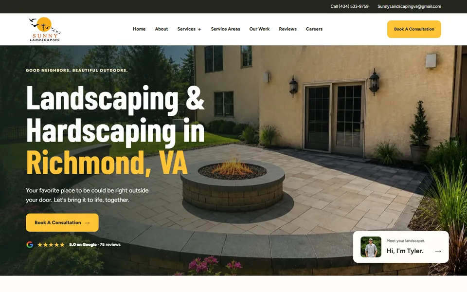 Sunny Landscaping website homepage